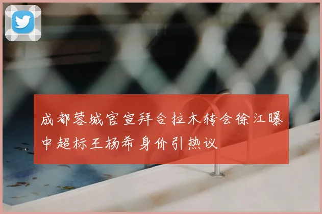 成都蓉城官宣拜合拉木转会徐江曝中超标王杨希身价引热议